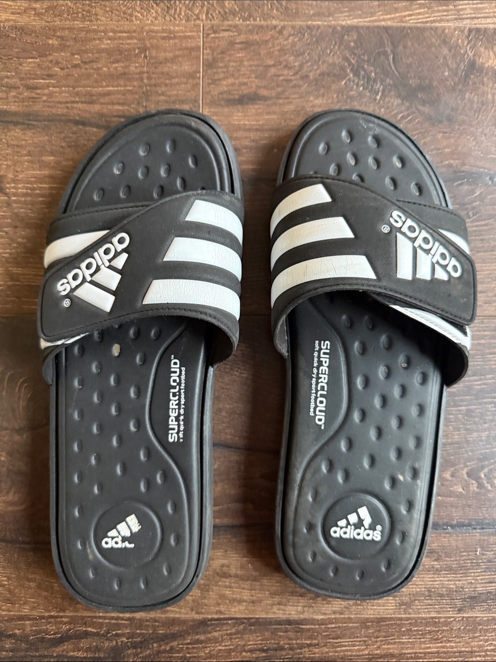 adidas Black and White Kids Supercloud Slide Sandals